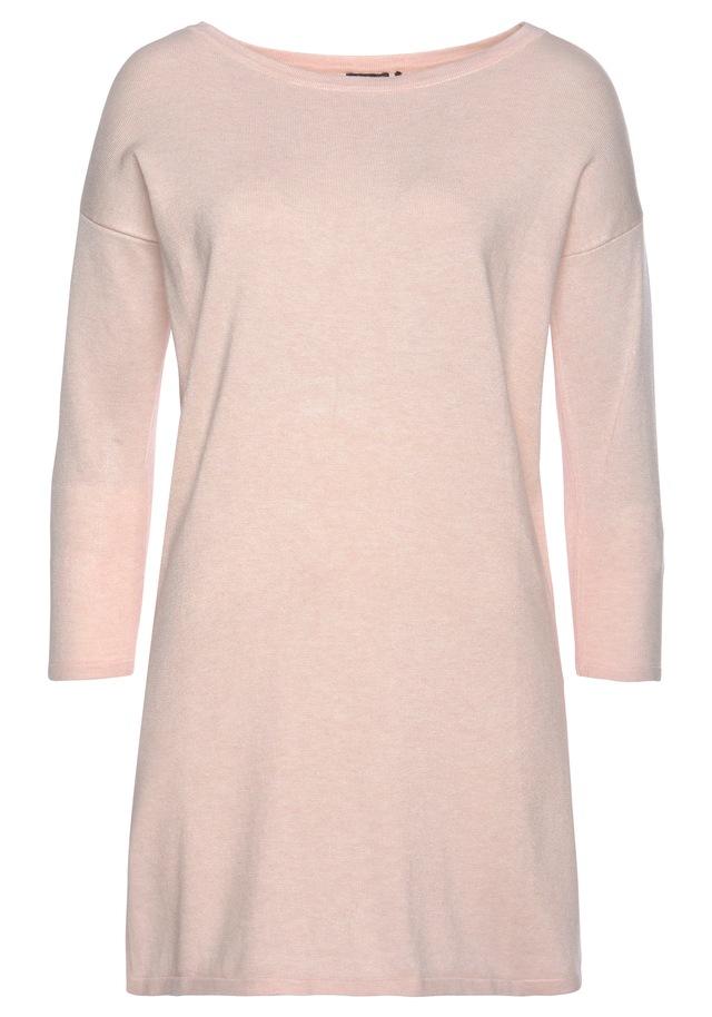Laura Scott Longpullover Feinstrick mit U-Boot Ausschnitt und seitlichem Schlitz