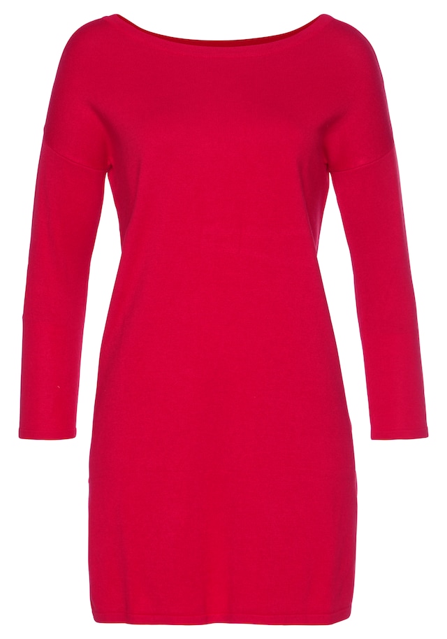 Laura Scott Longpullover Feinstrick mit U-Boot Ausschnitt und seitlichem Schlitz