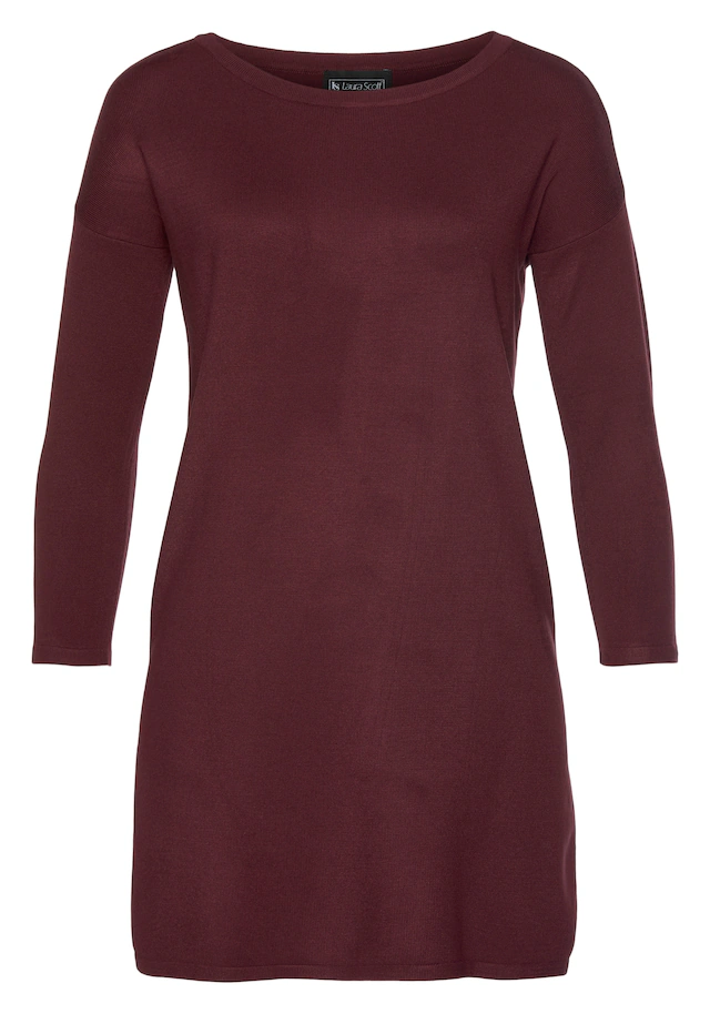 Laura Scott Longpullover Feinstrick mit U-Boot Ausschnitt und seitlichem Schlitz