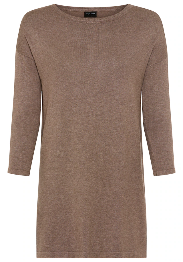 Laura Scott Longpullover Feinstrick mit U-Boot Ausschnitt und seitlichem Schlitz