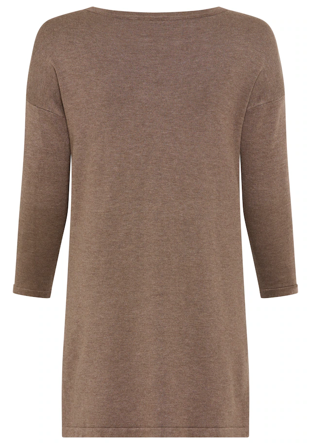 Laura Scott Longpullover Feinstrick mit U-Boot Ausschnitt und seitlichem Schlitz