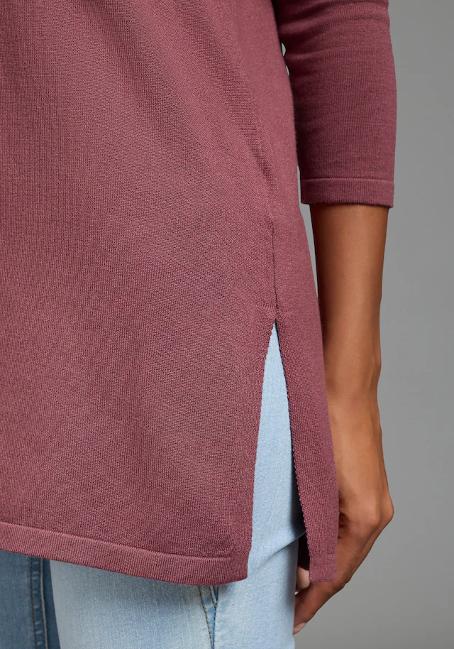 Laura Scott Longpullover Feinstrick mit U-Boot Ausschnitt und seitlichem Schlitz
