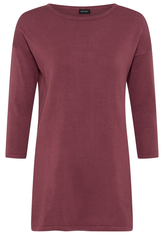 Laura Scott Longpullover Feinstrick mit U-Boot Ausschnitt und seitlichem Schlitz