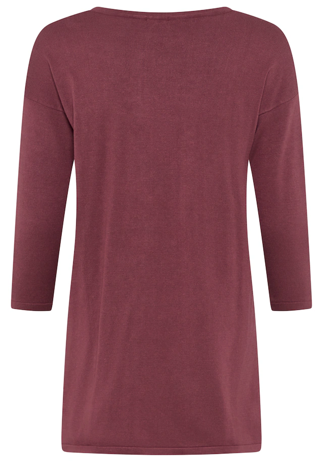 Laura Scott Longpullover Feinstrick mit U-Boot Ausschnitt und seitlichem Schlitz