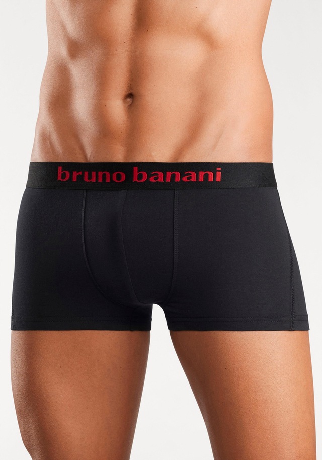 Bruno Banani Hipster Packung, 4 Stk. knapp sitzende Boxershorts mit Logo Webbund aus Baumwollmischung