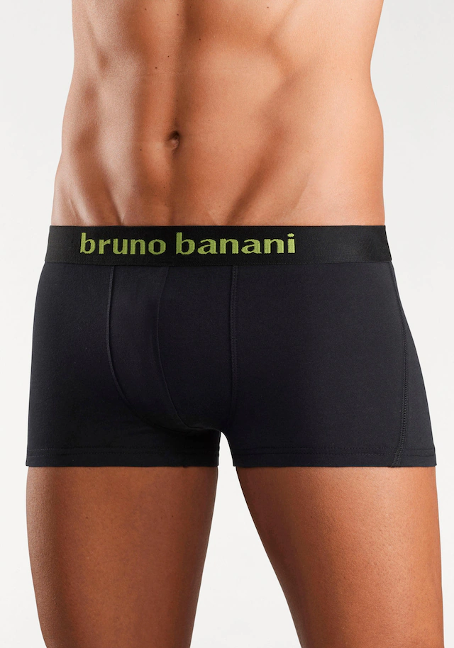 Bruno Banani Hipster Packung, 4 Stk. knapp sitzende Boxershorts mit Logo Webbund aus Baumwollmischung