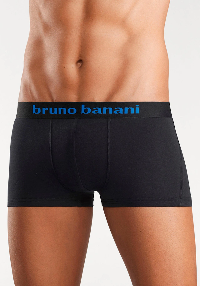Bruno Banani Hipster Packung, 4 Stk. knapp sitzende Boxershorts mit Logo Webbund aus Baumwollmischung