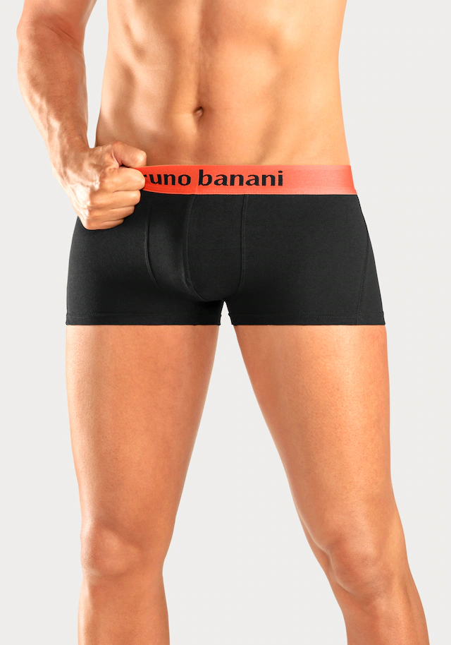 Bruno Banani Hipster Packung, 4 Stk. knapp sitzende Boxershorts mit Logo Webbund aus Baumwollmischung