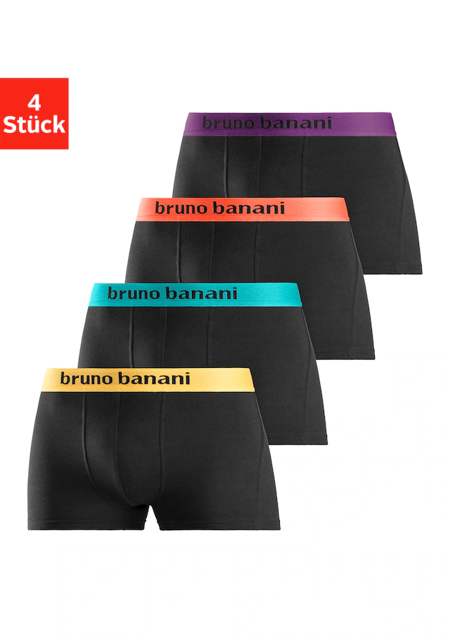 Bruno Banani Boxer »Boxershorts für Herren« Packung, 4 Stk. mit farbigen Marken-Schriftzug am Bündchen
