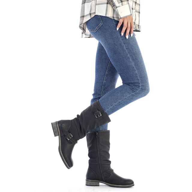 Rieker Stiefel Winterboots, ,Blockabsatz mit gerafftem slouchy-Schaft, schmale Form
