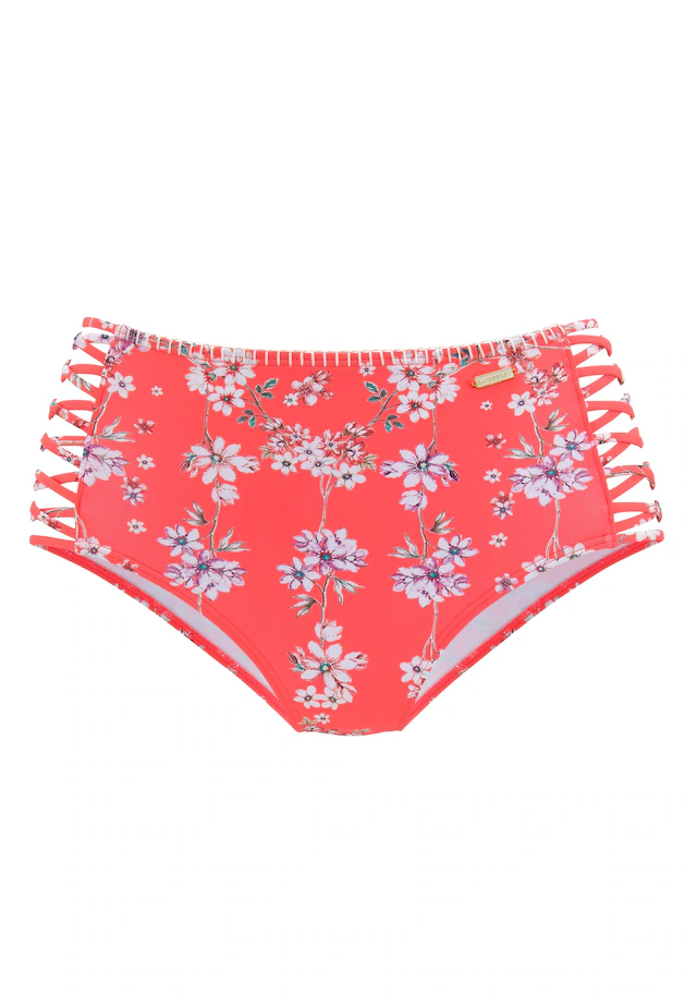 Sunseeker Highwaist-Bikini-Hose »Ditsy« mit Häkelkante und seitlichen Zierbändern