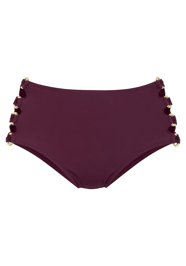 LASCANA Highwaist-Bikini-Hose »Italy« Goldfarbene Zierringe