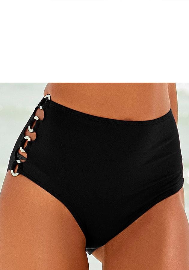 LASCANA Highwaist-Bikini-Hose »Italy« Goldfarbene Zierringe