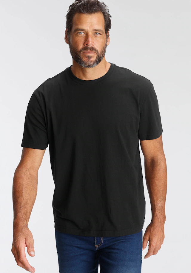 Man's World Rundhalsshirt 5er-Pack, Kurzarm, Regular Fit, unifarben, Rundhals, aus Baumwolle