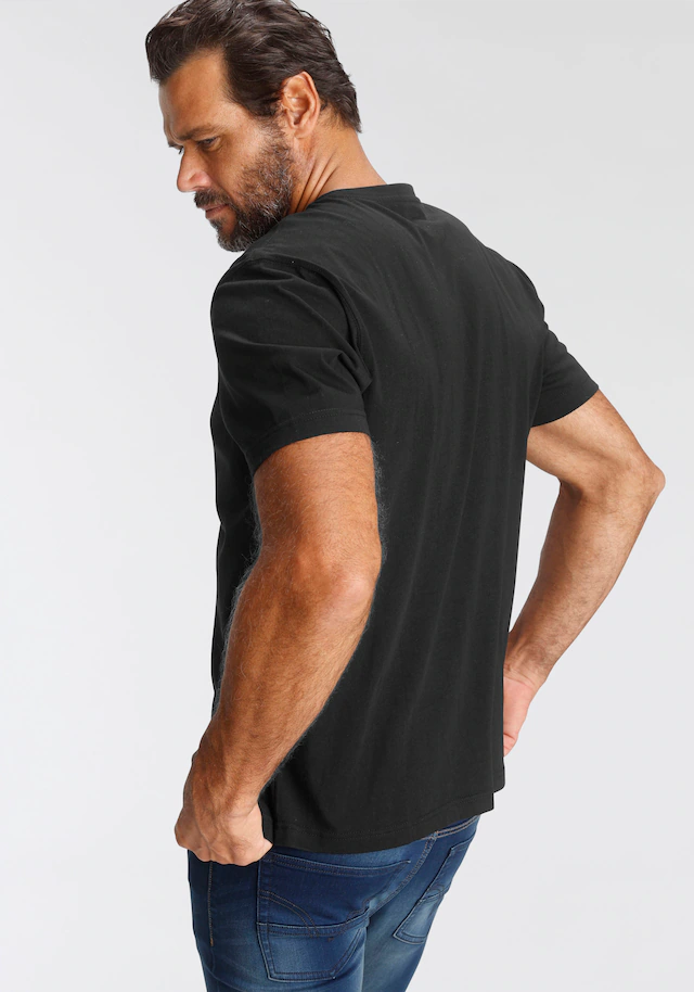 Man's World Rundhalsshirt 5er-Pack, Kurzarm, Regular Fit, unifarben, Rundhals, aus Baumwolle