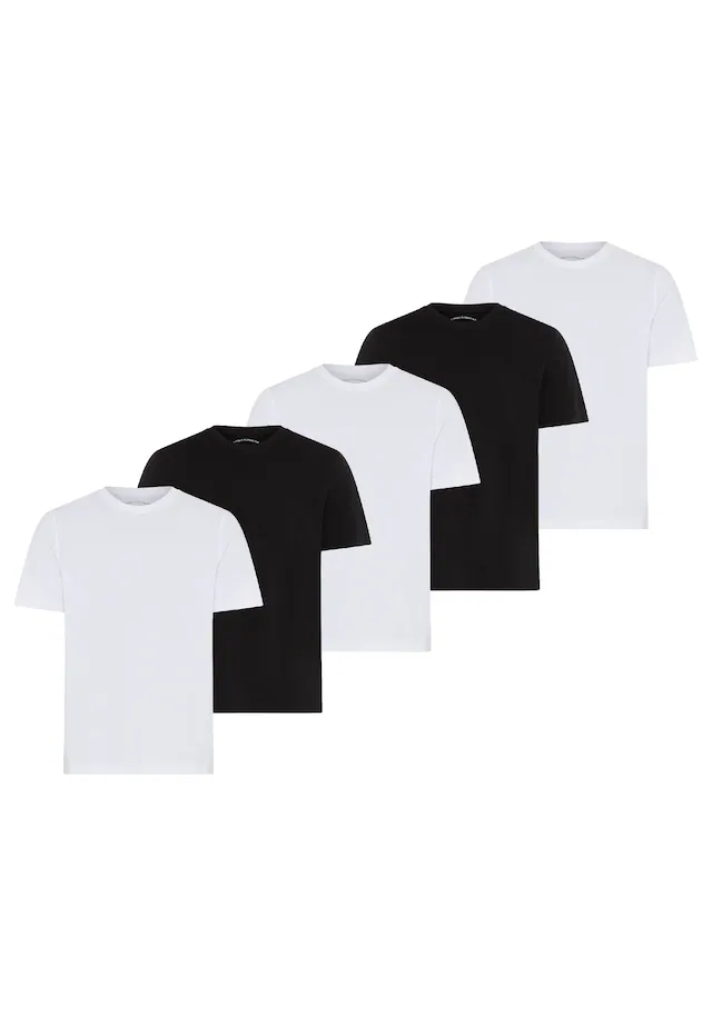 Man's World Rundhalsshirt 5er-Pack, Kurzarm, Regular Fit, unifarben, Rundhals, aus Baumwolle