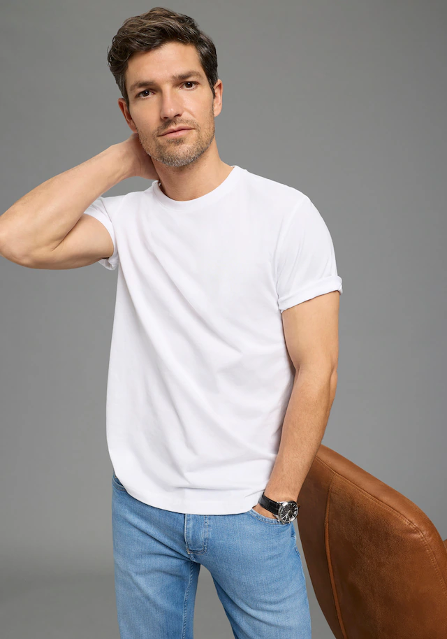 Man's World Rundhalsshirt 5er-Pack, Kurzarm, Regular Fit, unifarben, Rundhals, aus Baumwolle