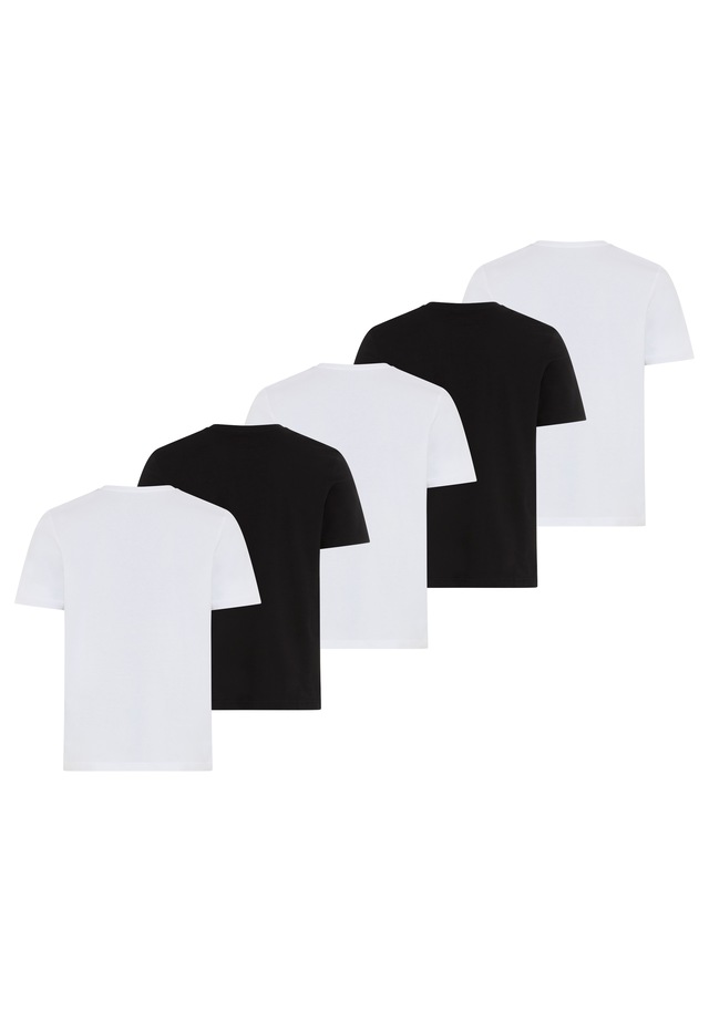 Man's World Rundhalsshirt 5er-Pack, Kurzarm, Regular Fit, unifarben, Rundhals, aus Baumwolle