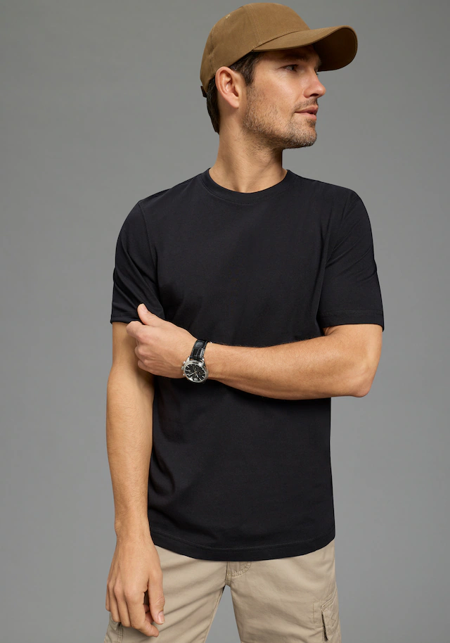 Man's World Rundhalsshirt 5er-Pack, Kurzarm, Regular Fit, unifarben, Rundhals, aus Baumwolle