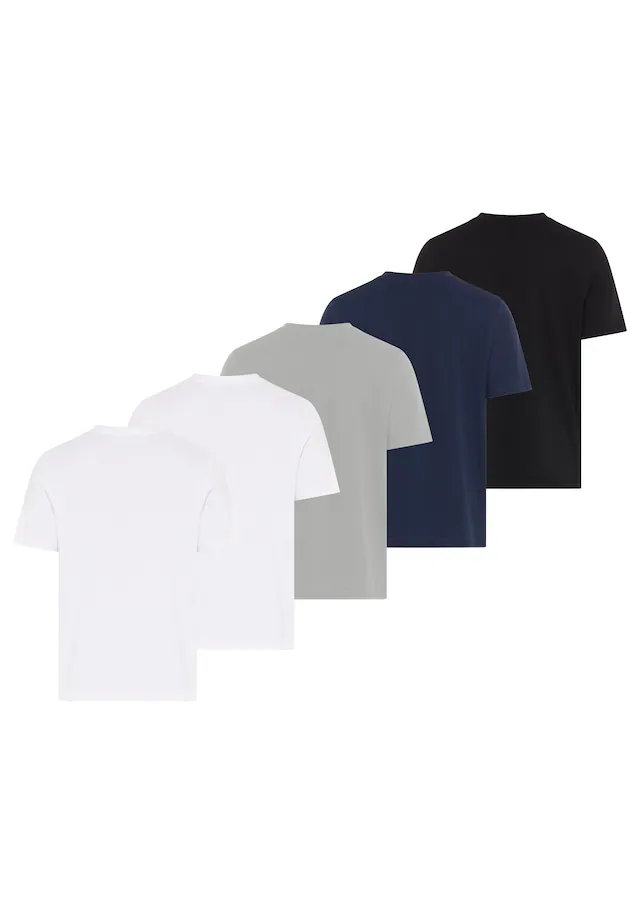 Man's World Rundhalsshirt 5er-Pack, Kurzarm, Regular Fit, unifarben, Rundhals, aus Baumwolle