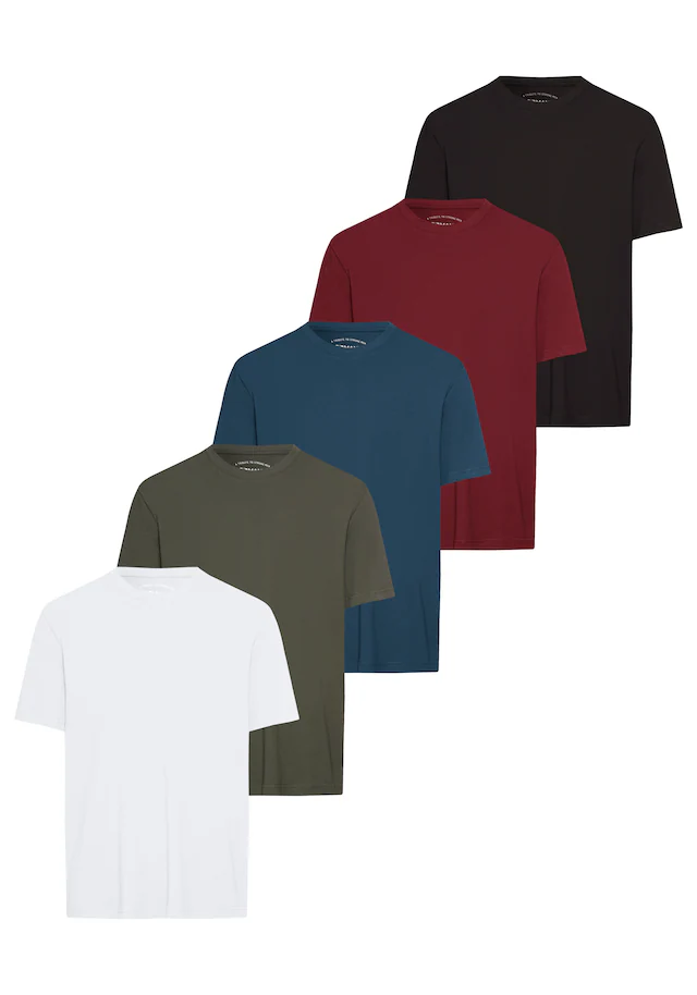 Man's World Rundhalsshirt 5er-Pack, Kurzarm, Regular Fit, unifarben, Rundhals, aus Baumwolle