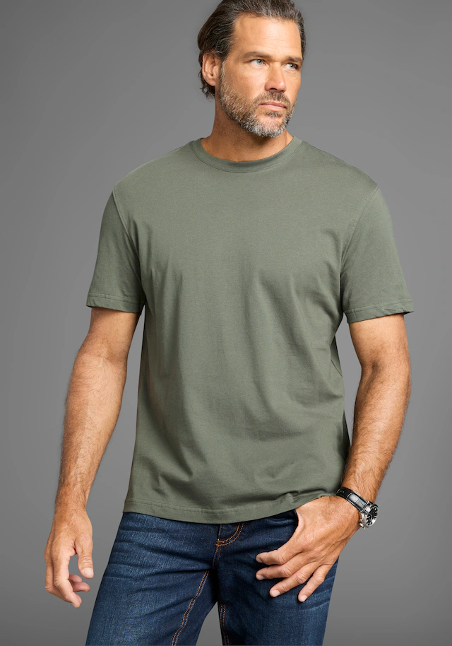 Man's World Rundhalsshirt 5er-Pack, Kurzarm, Regular Fit, unifarben, Rundhals, aus Baumwolle