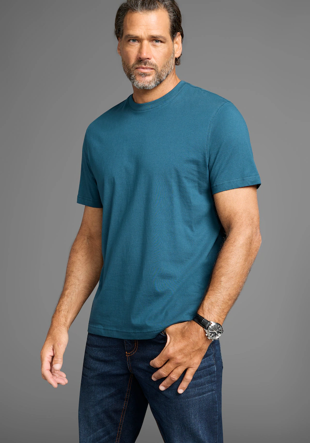 Man's World Rundhalsshirt 5er-Pack, Kurzarm, Regular Fit, unifarben, Rundhals, aus Baumwolle