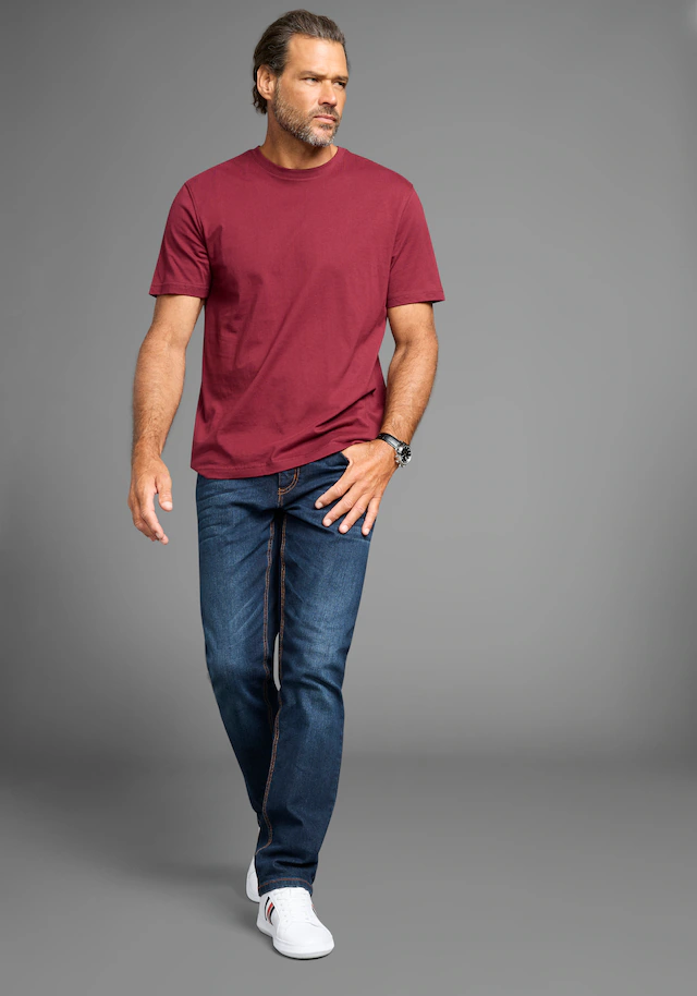 Man's World Rundhalsshirt 5er-Pack, Kurzarm, Regular Fit, unifarben, Rundhals, aus Baumwolle