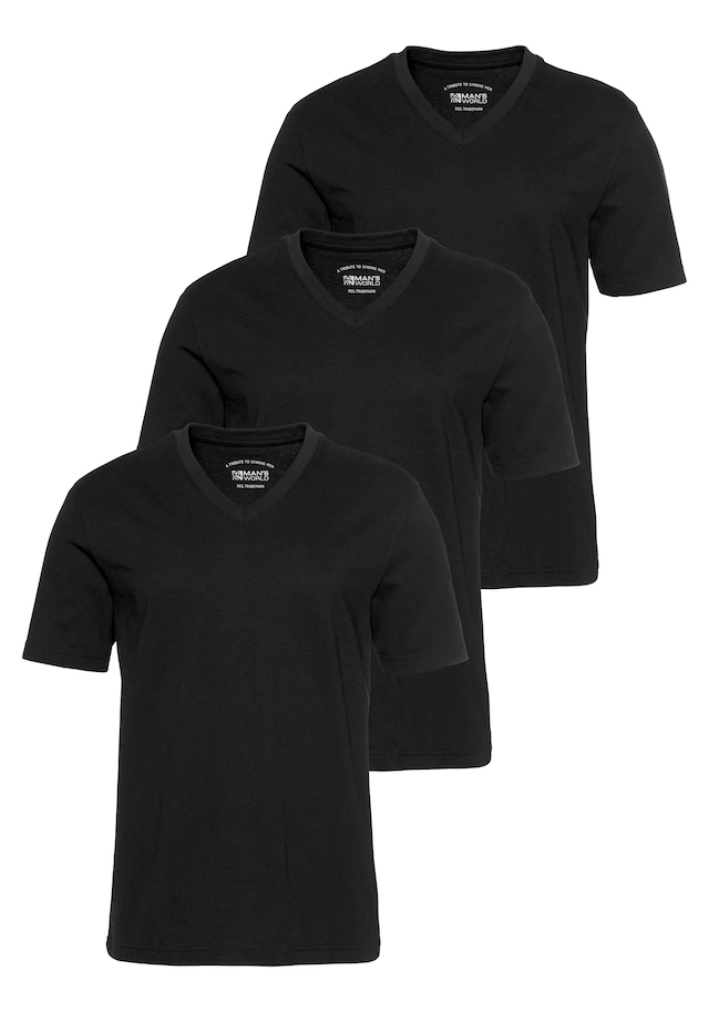 Man's World V-Shirt Packung, 3er-Pack, 3 Stk. Kurzarm, aus Baumwolle