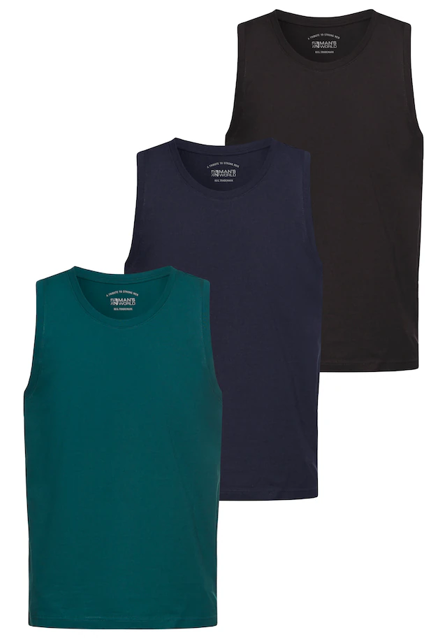 Man's World Muscleshirt 3er-Pack, schmal geschnitten, Rundhalsausschnitt, aus 100% Baumwolle