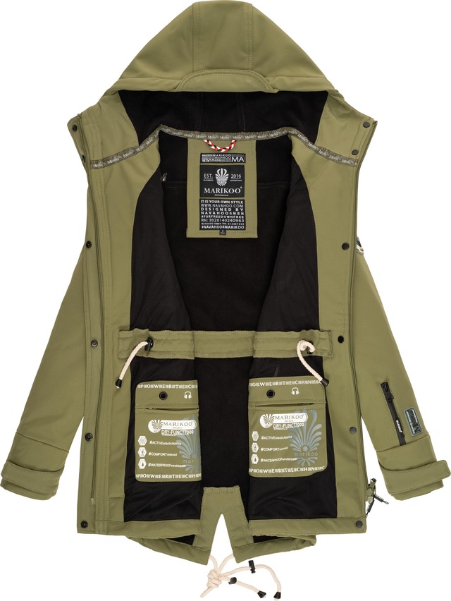 Marikoo Funktionsmantel »Zimtzicke« Softshell Parka mit Kapuze