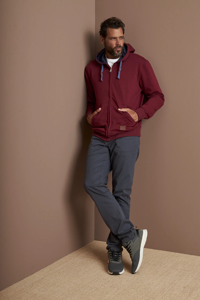 Man's World Kapuzensweatjacke mit kontrastfarbigem Innenfutter