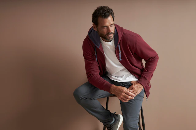 Man's World Kapuzensweatjacke mit kontrastfarbigem Innenfutter