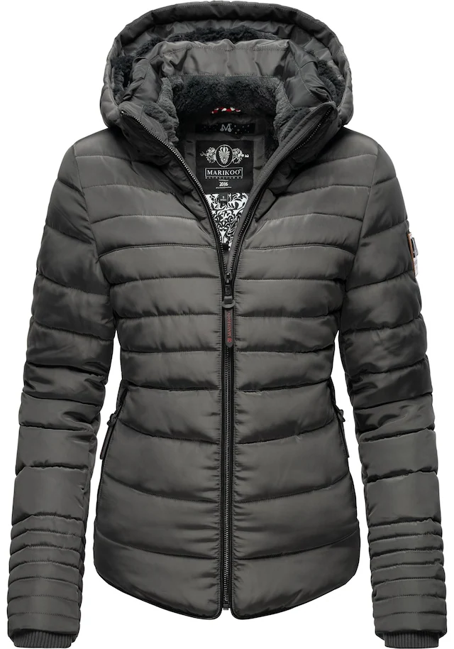 Marikoo Winterjacke »Amber« mit Kapuze stylische Steppjacke mit Teddyfutter