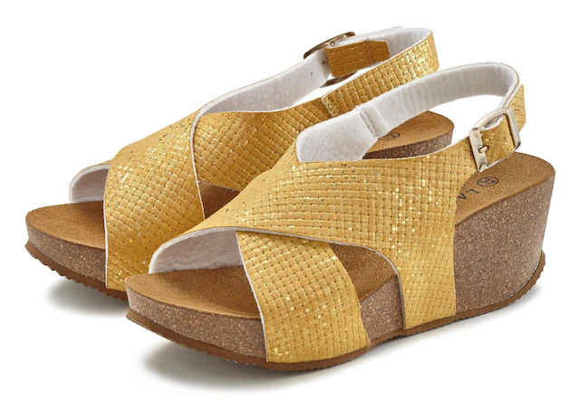 LASCANA Sandalette »Sommerschuh« Sommerschuh mit Keilabsatz und Korkfußbett