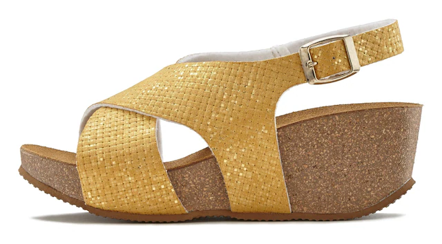 LASCANA Sandalette »Sommerschuh« Sommerschuh mit Keilabsatz und Korkfußbett