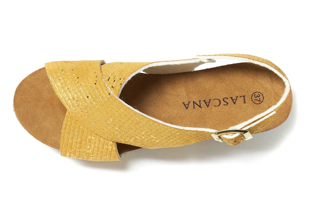 LASCANA Sandalette »Sommerschuh« Sommerschuh mit Keilabsatz und Korkfußbett