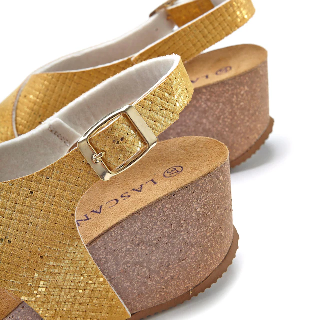 LASCANA Sandalette »Sommerschuh« Sommerschuh mit Keilabsatz und Korkfußbett