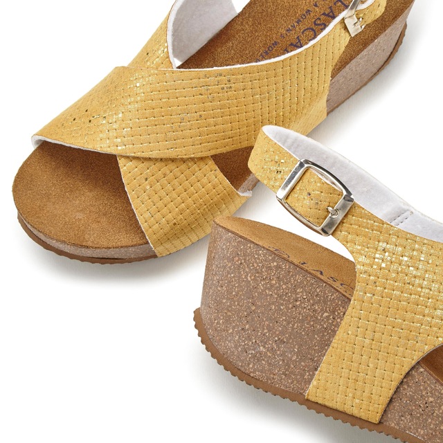 LASCANA Sandalette »Sommerschuh« Sommerschuh mit Keilabsatz und Korkfußbett