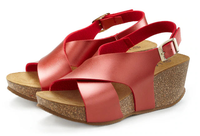 LASCANA Sandalette »Sommerschuh« Sommerschuh mit Keilabsatz und Korkfußbett