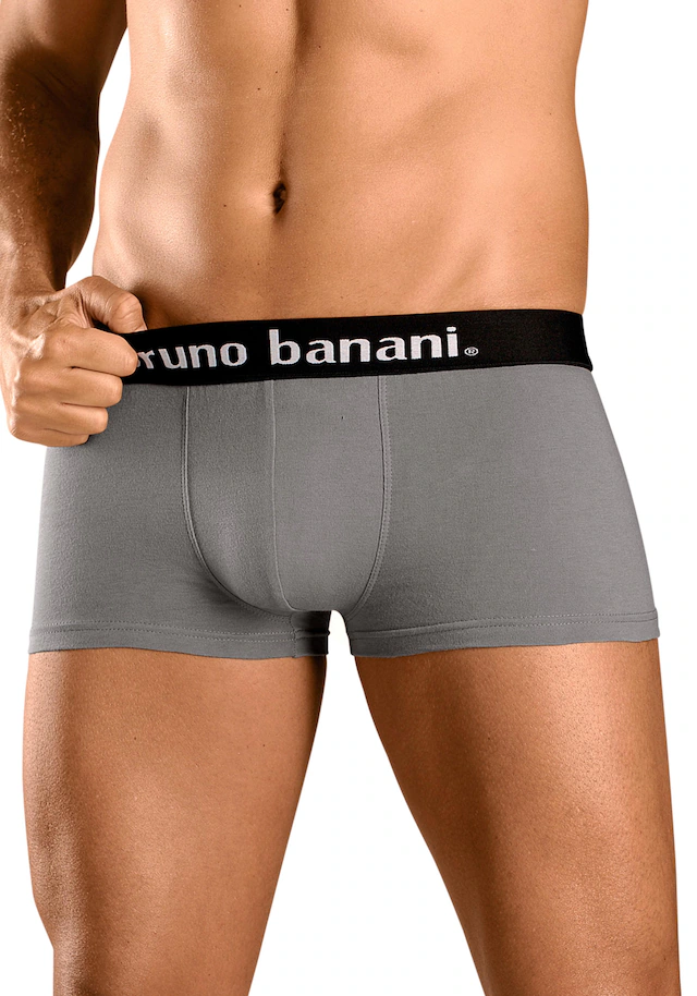 Bruno Banani Hipster Packung, 4 Stk. knapp sitzende Boxershorts in uni oder gemustert aus Baumwollmischung