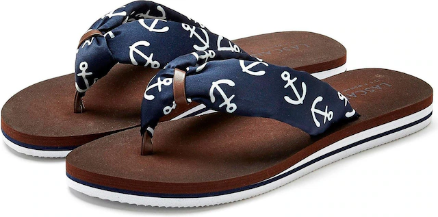 LASCANA Badezehentrenner »Sandale, Badeschuh, Pantolette, Badelatsche, Flip Flop, Sommerschuh,« Zehentrenner ultraleicht mit softem Band VEGAN