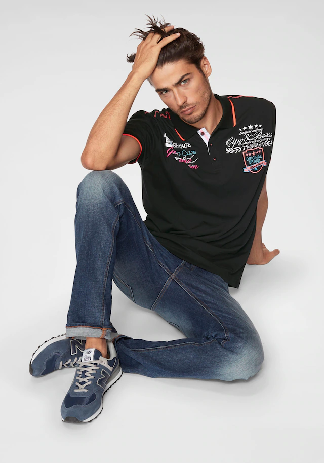 Cipo & Baxx Poloshirt »Rowing Club« bis Gr. 5XL