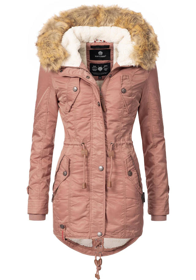 Navahoo Wintermantel »La Viva« hochwertiger Winterparka mit großem Kunstfell