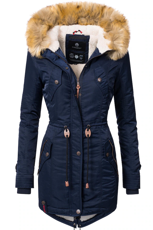 Navahoo Wintermantel »La Viva« hochwertiger Winterparka mit großem Kunstfell