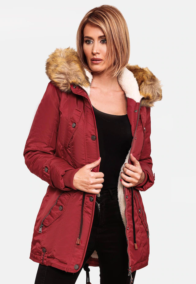 Navahoo Wintermantel »La Viva« hochwertiger Winterparka mit großem Kunstfell