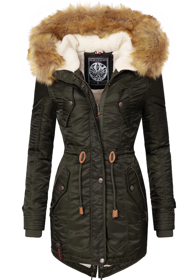 Navahoo Wintermantel »La Viva« hochwertiger Winterparka mit großem Kunstfell