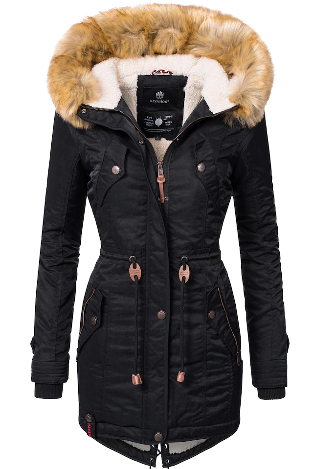 Navahoo Wintermantel »La Viva« hochwertiger Winterparka mit großem Kunstfell