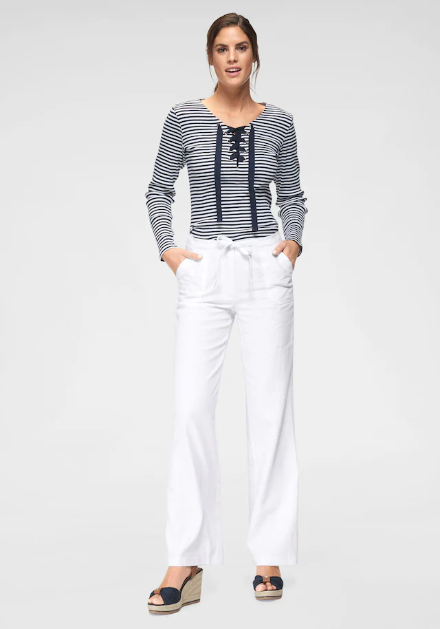 Aniston CASUAL Leinenhose mit Bindeband