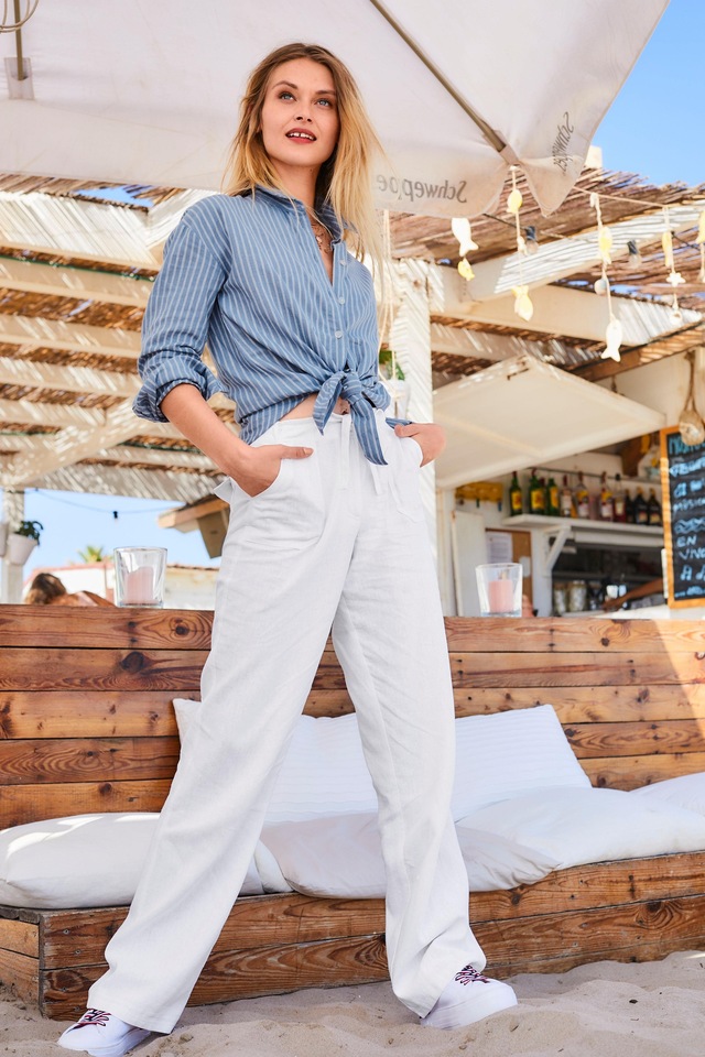 Aniston CASUAL Leinenhose mit Bindeband
